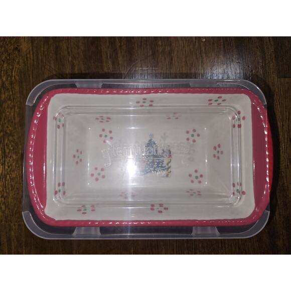 Temp-tations By Tara 12 Oz Mini Loaf Bakeware "Holiday" Stoneware. - Picture 4 of 5